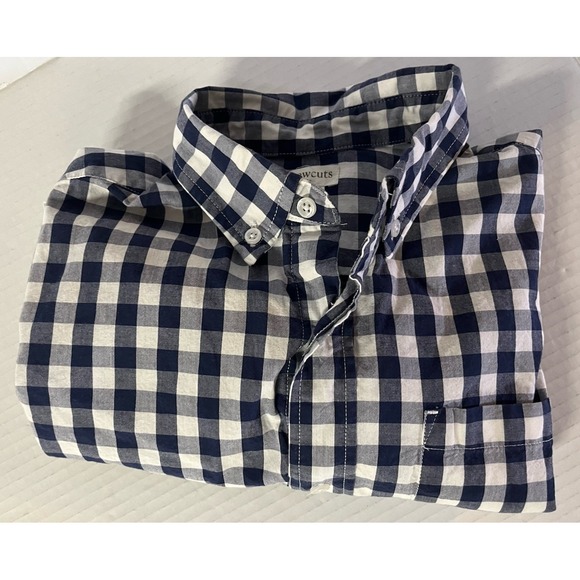Crewcuts Factory Navy Gingham Button Down Shirt Boys Sz 12 - Picture 6 of 7